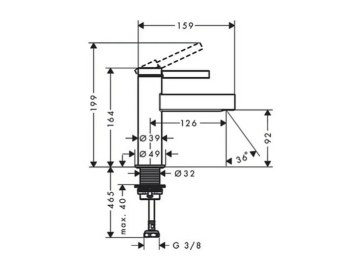 HANSGROHE Robinet de lave-mains 100 eau froide sans tirette ni vidage Finoris chromé