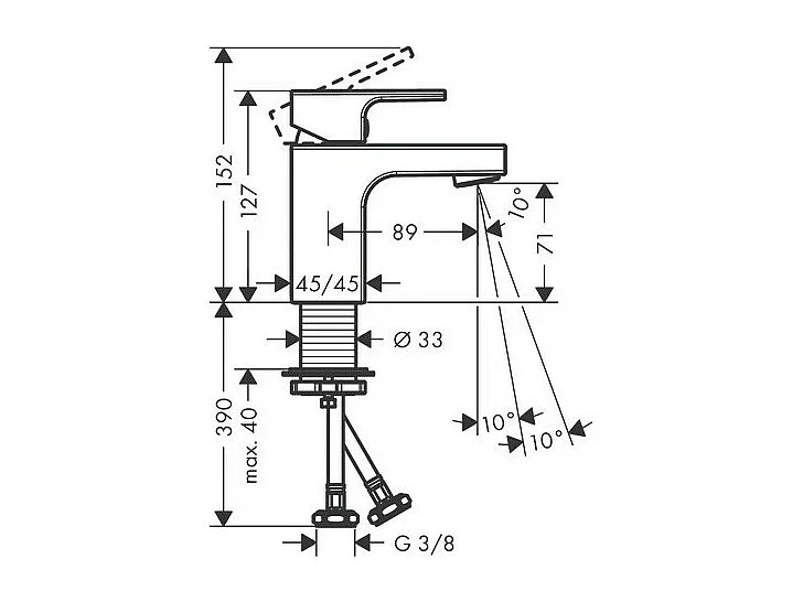 HANSGROHE Mezclador de lavabo Vernis Shape 70 Negro mate sin extraíble ni desagüe
