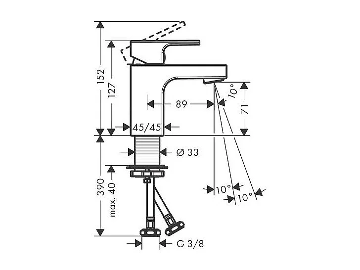 HANSGROHE Mezclador de lavabo Vernis Shape 70 Negro mate sin extraíble ni desagüe