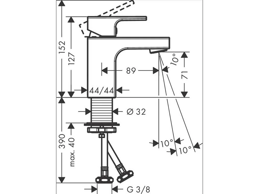 HANSGROHE Mezclador de lavabo Vernis Shape 70 Negro mate sin extraíble ni desagüe