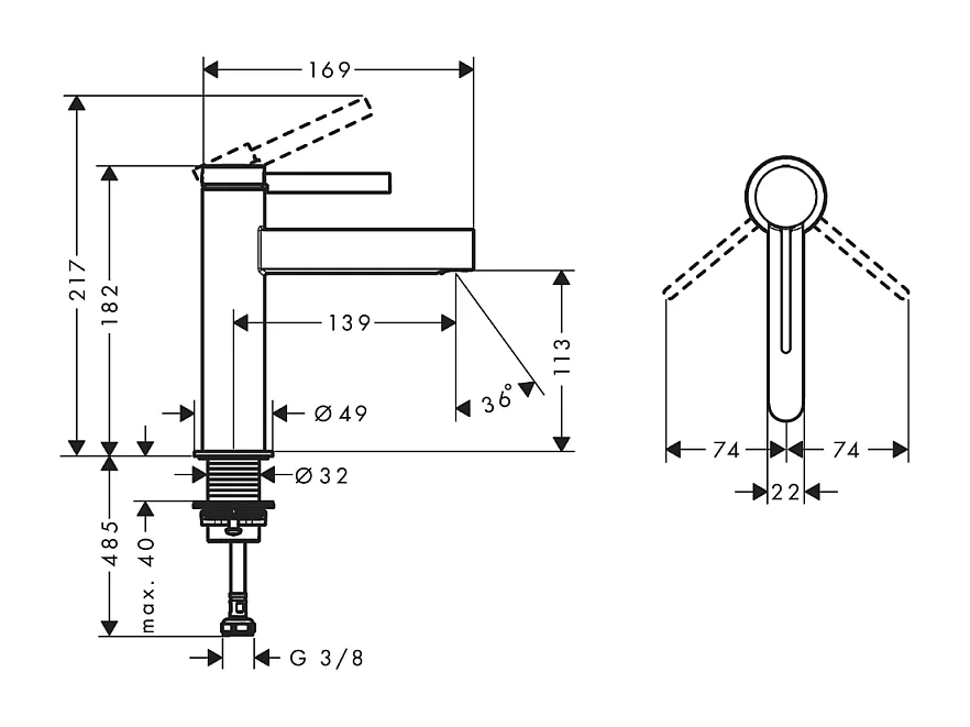 Lot de 2 mitigeurs lavabo HANSGROHE Finoris 110 avec bonde Push-Open noir mat