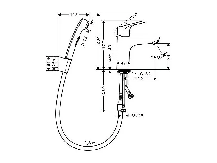 Robinet bidet avec douchette HANSGROHE Focus + bonde Push-Open Chromé