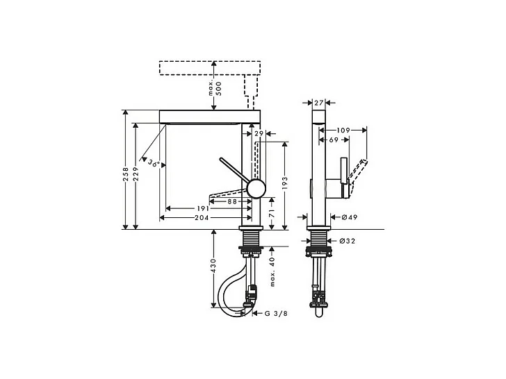 Mitigeur lavabo avec douchette HANSGROHE Finoris 230 2 jets + bonde Push-Open Blanc mat