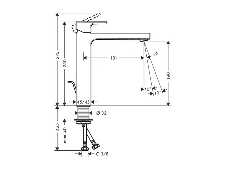 HANSGROHE Mitigeur de lavabo 190 avec tirette et vidage métallique chromé