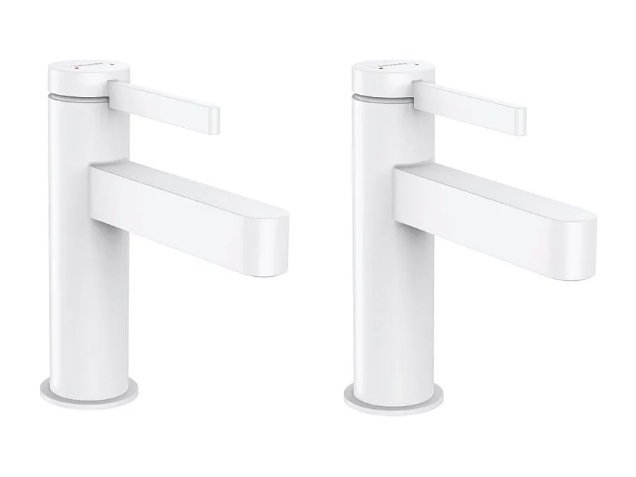 Lot de 2 mitigeurs lavabo HANSGROHE Finoris 110 avec bonde Push-Open blanc mat