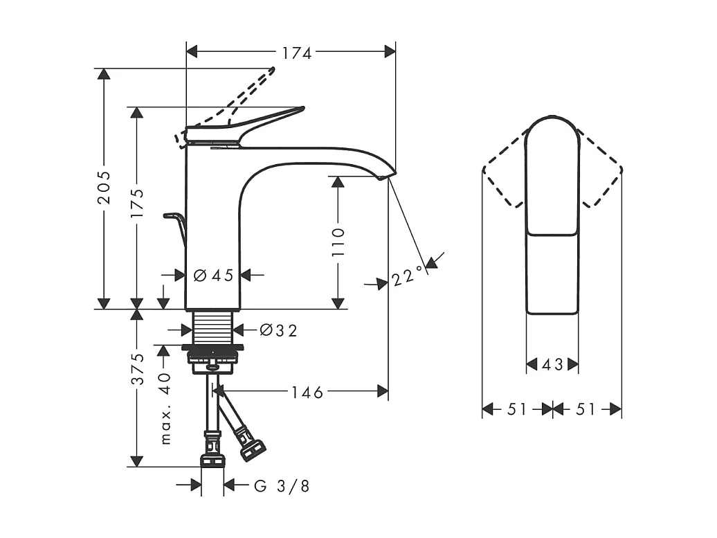 HANSGROHE Mitigeur de lavabo 110 avec tirette et vidage blanc mat