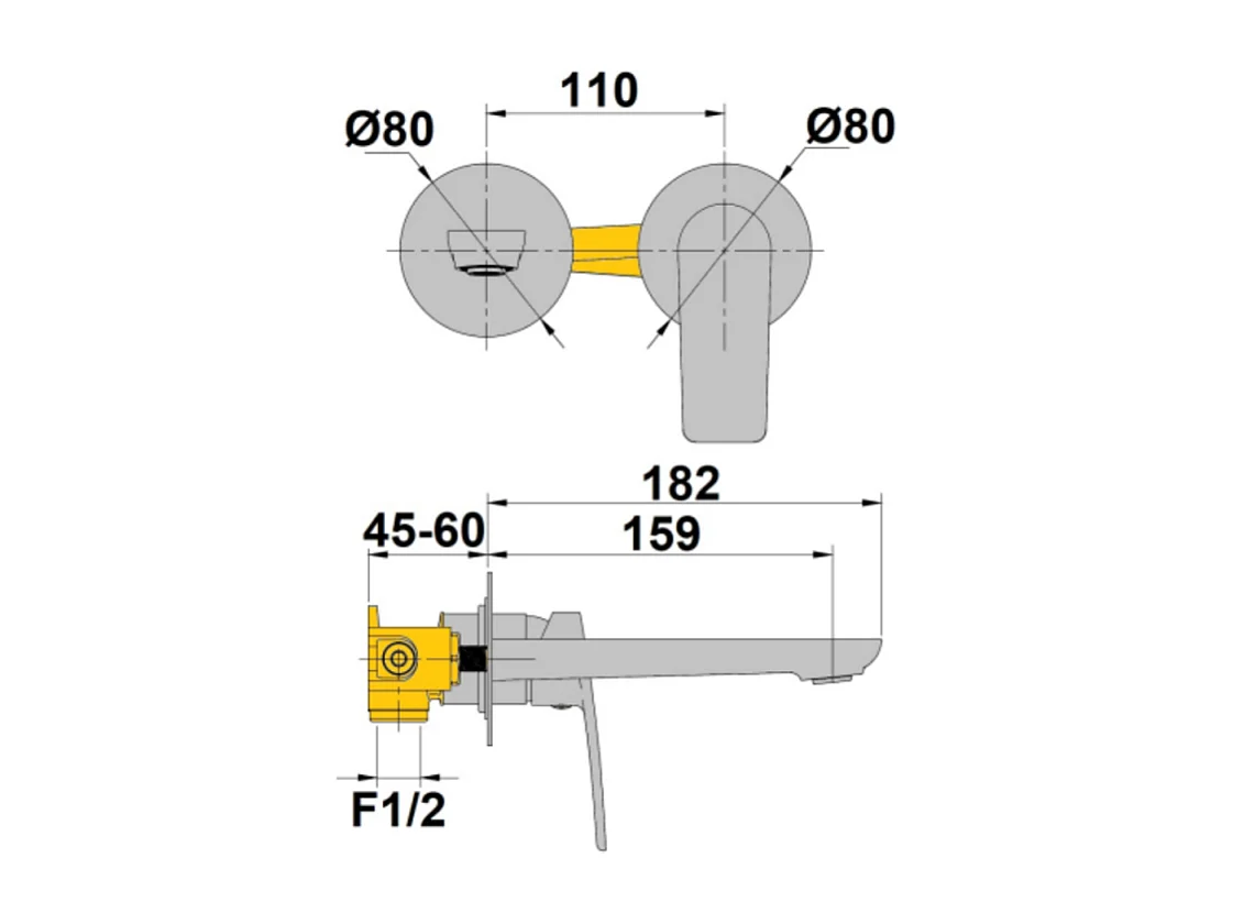 Mitigeur mural lavabo PAINI Ruby