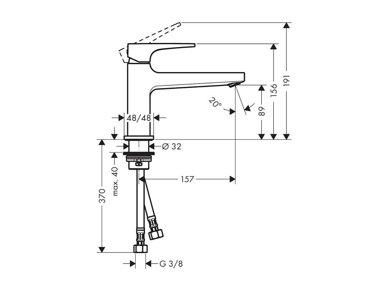 HANSGROHE Mitigeur lavabo Metropol 100 CoolStart poignée manette bec long, bonde Push-Open chromé