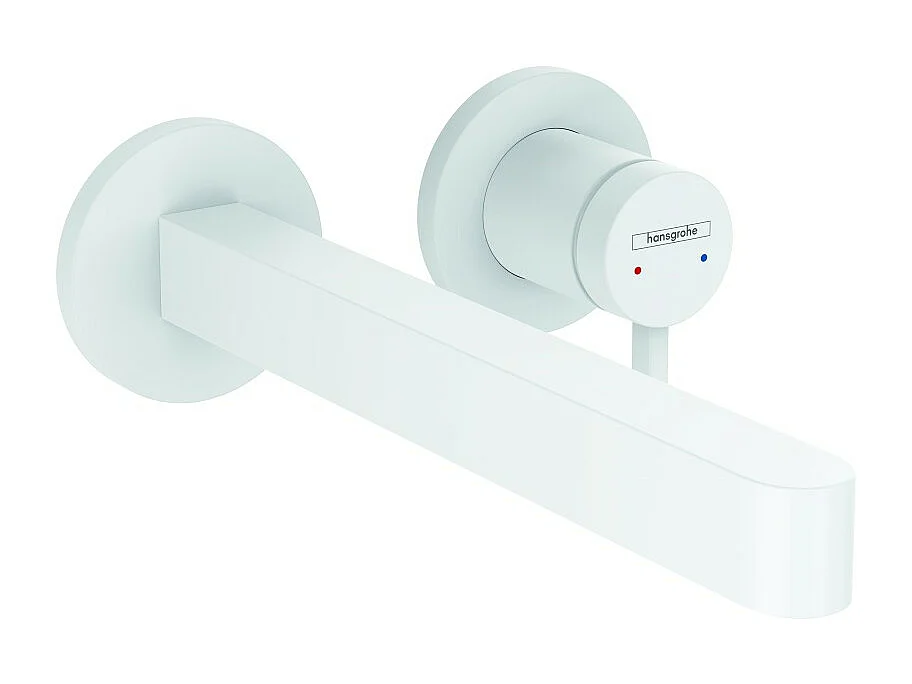 Mitigeur lavabo mural HANSGROHE Finoris 255 mm + bonde à écoulement libre Blanc mat + Corps encastré