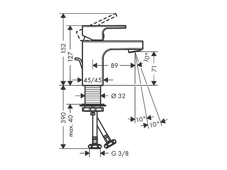 Mitigeur lavabo HANSGROHE Vernis Shape 70 Chromé avec tirette et vidage métallique
