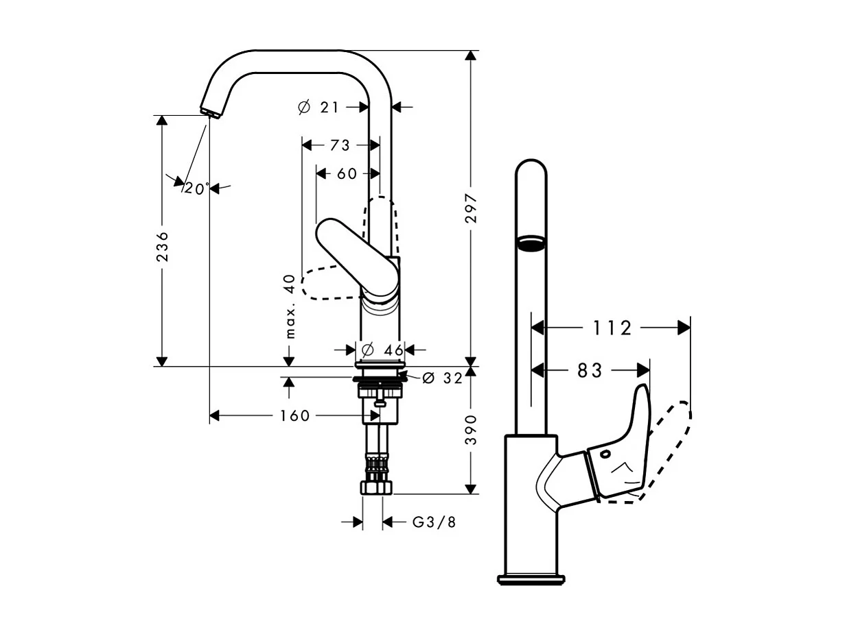 HANSGROHE Mezclador de lavabo Focus 240 caño alto sin desagüe extraíble ni desagüe cromado