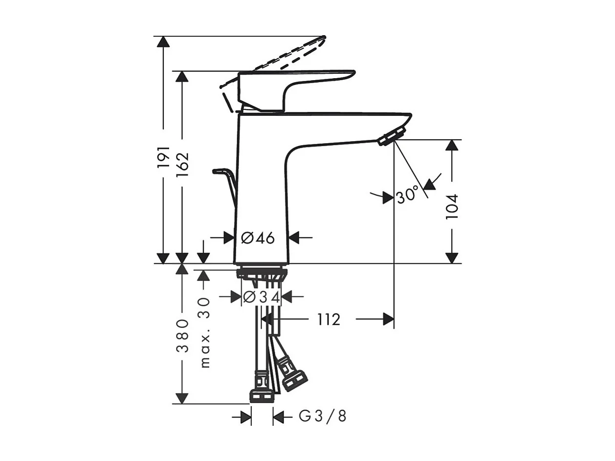 HANSGROHE Mitigeur lavabo Talis E 110 CH3 CoolStart avec tirette et vidage chromé