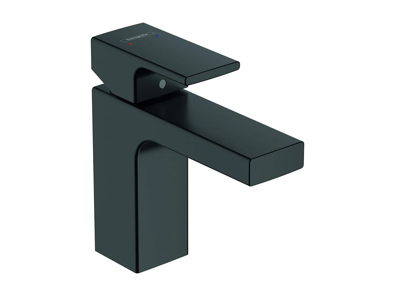 HANSGROHE Mezclador de lavabo Vernis Shape 100 Negro mate con desagüe extraíble y desagüe sintético