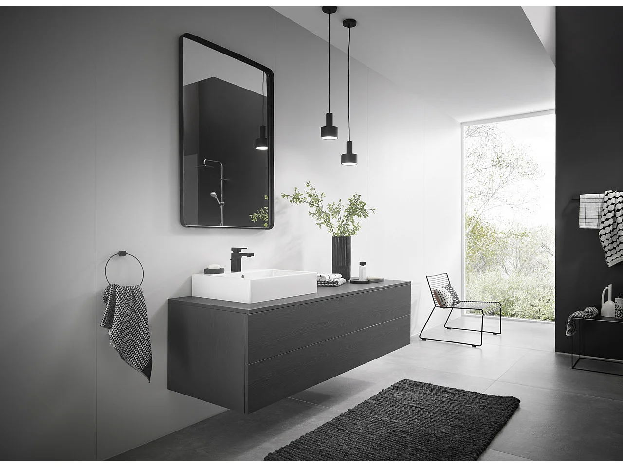 Mitigeur lavabo HANSGROHE Vernis Shape 100 CoolStart Noir mat avec tirette et vidage synthétique