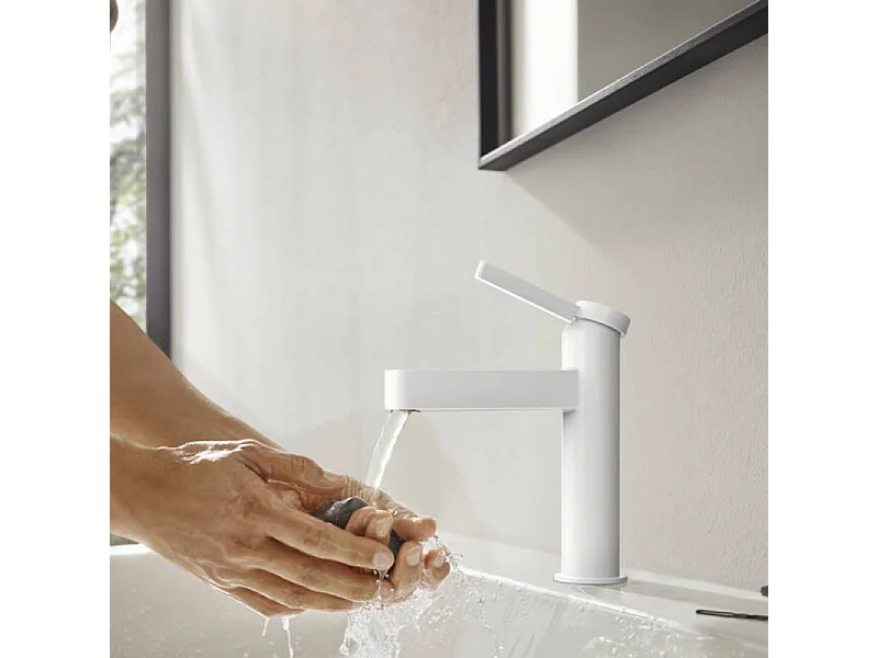 HANSGROHE Mitigeur de lavabo 110 avec tirette et vidage blanc mat Finoris
