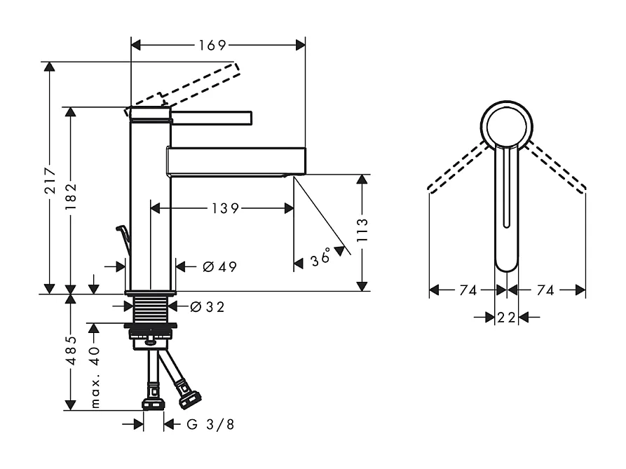 HANSGROHE Mitigeur de lavabo 110 avec tirette et vidage blanc mat Finoris
