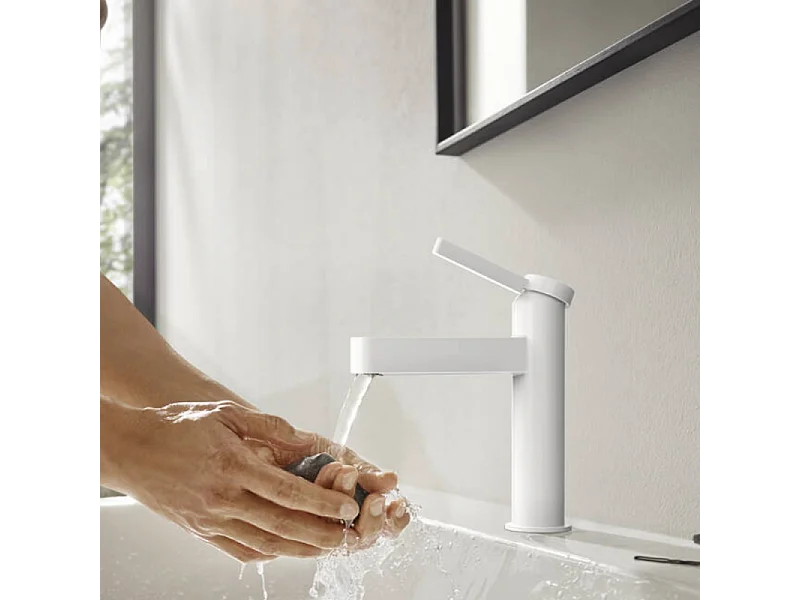 HANSGROHE Mitigeur de lavabo 110 avec tirette et vidage blanc mat Finoris
