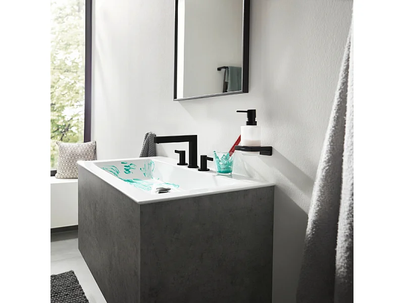 Mélangeur de lavabo 3 trous HANSGROHE Finoris 110 avec bonde Push-Open noir mat