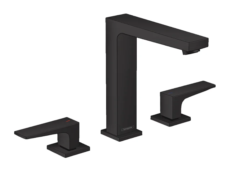 HANSGROHE Mélangeur lavabo Metropol 160 3 trous poignées manettes, bonde Push-Open noir mat