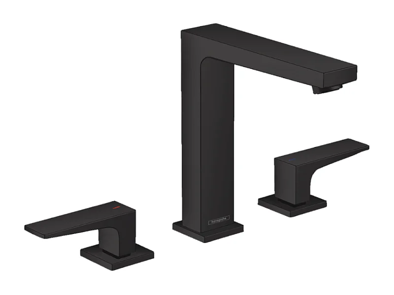 HANSGROHE Mélangeur lavabo Metropol 160 3 trous poignées manettes, bonde Push-Open noir mat