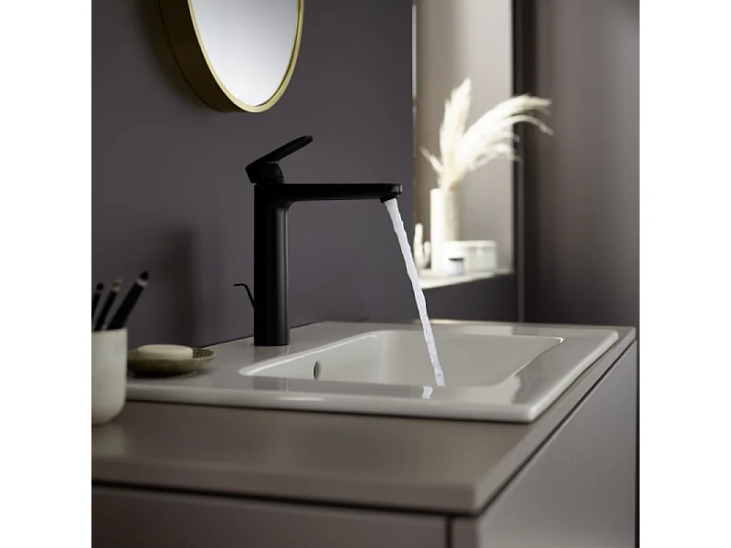Mitigeur lavabo HANSGROHE Vernis Blend 190 avec tirette et vidage noir mat