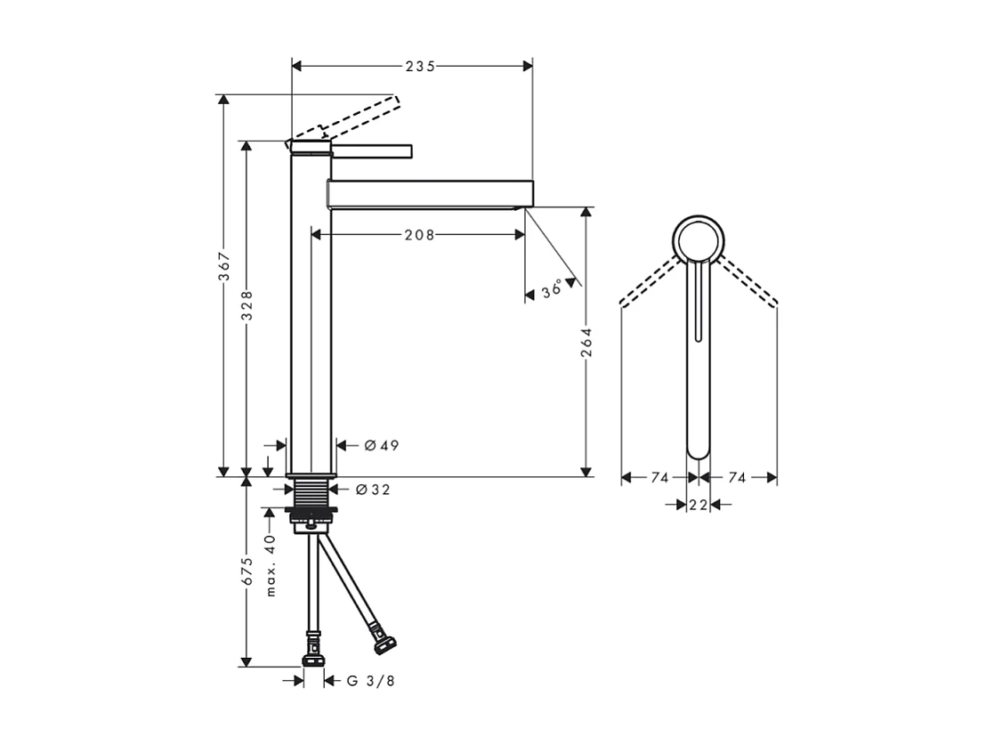 Mitigeur lavabo HANSGROHE Finoris 260 + bonde Push-Open Chromé