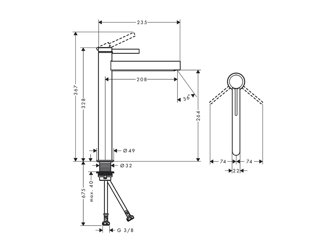 HANSGROHE Mezclador de lavabo Finoris 260 + desagüe Push-Open Cromo