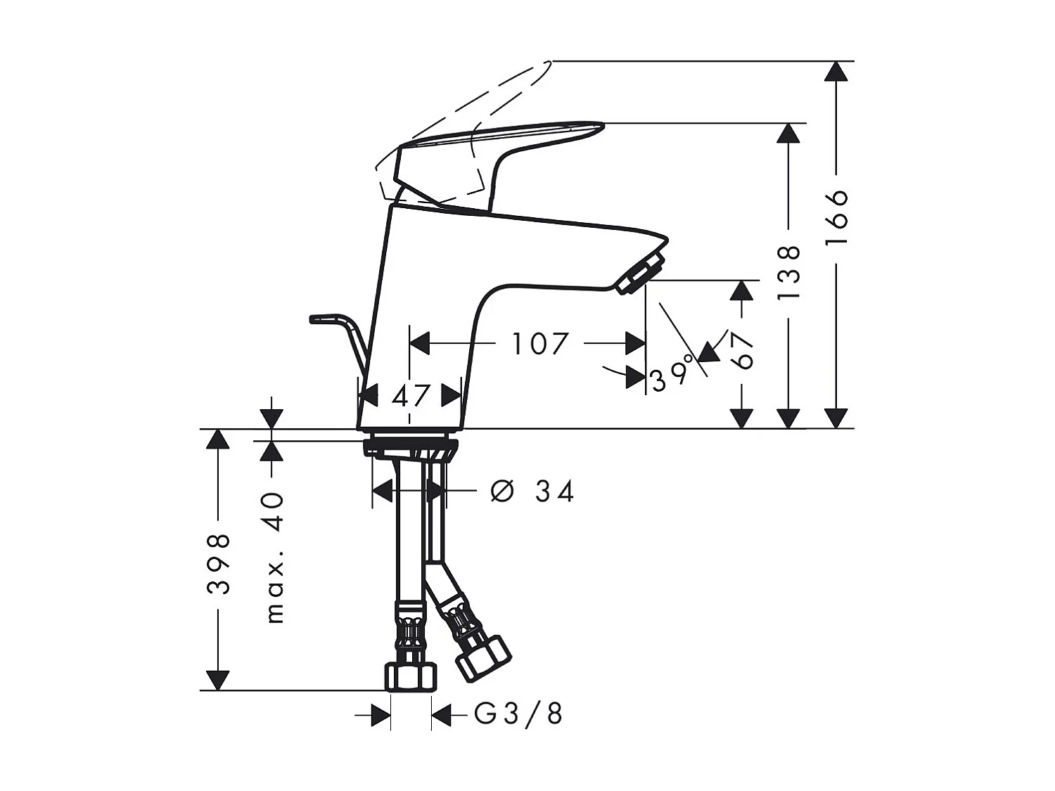 HANSGROHE Mezclador de lavabo 70 CH3 CoolStart sin vaciador extraíble ni automático cromo
