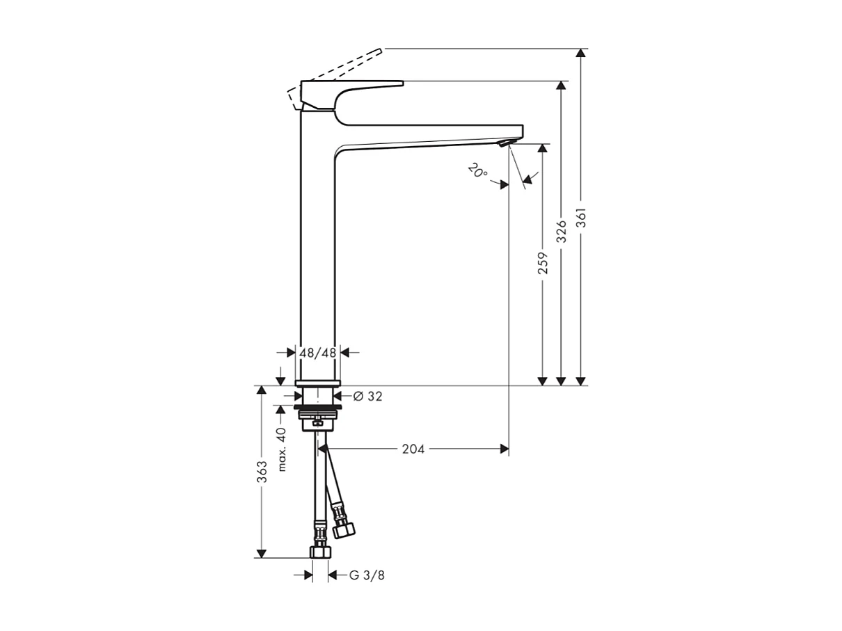 HANSGROHE Mitigeur lavabo Metropol 260 poignée manette, bonde Push-Open blanc mat