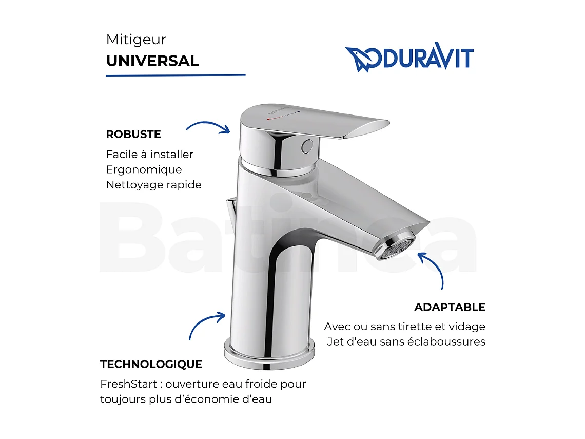 Mezclador de lavabo tamaño S DURAVIT Duravit No.1 FreshStart cromo sin extraíble ni desagüe