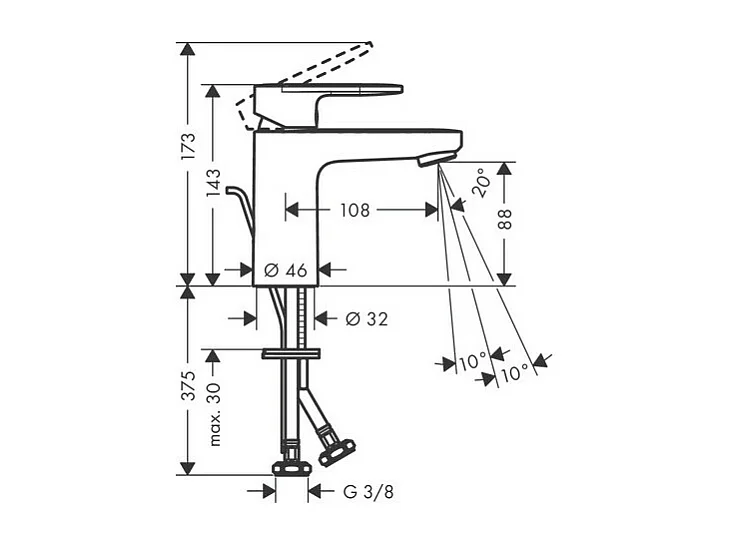 Mitigeur lavabo HANSGROHE Vernis Blend 100 Noir mat avec tirette et vidage synthétique