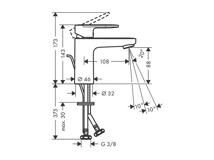 Mitigeur lavabo HANSGROHE Vernis Blend 100 Noir mat avec tirette et vidage synthétique