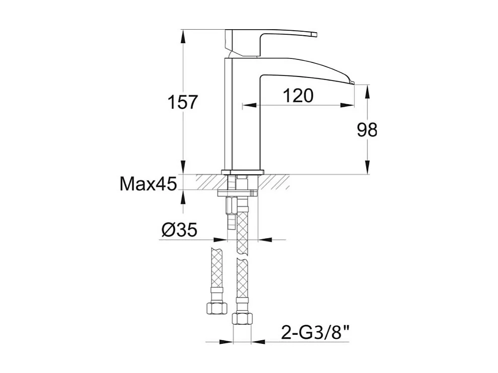PAINI Mitigeur lavabo cascade City open fall