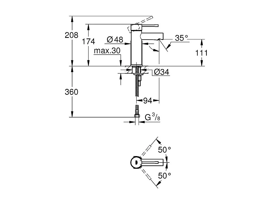 GROHE Essence S Mezclador de lavabo Sin desagüe