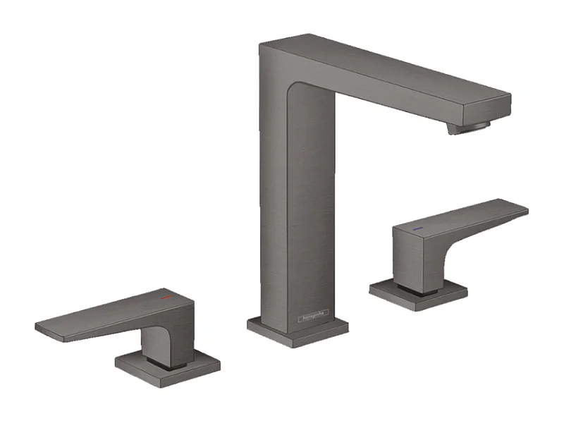 HANSGROHE Mélangeur lavabo Metropol 160 3 trous poignées manettes, bonde Push-Open noir chromé brossé