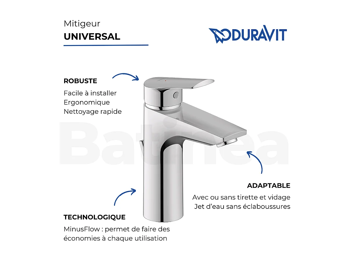 Mezclador de lavabo tamaño M DURAVIT Duravit No.1 MinusFlow cromo