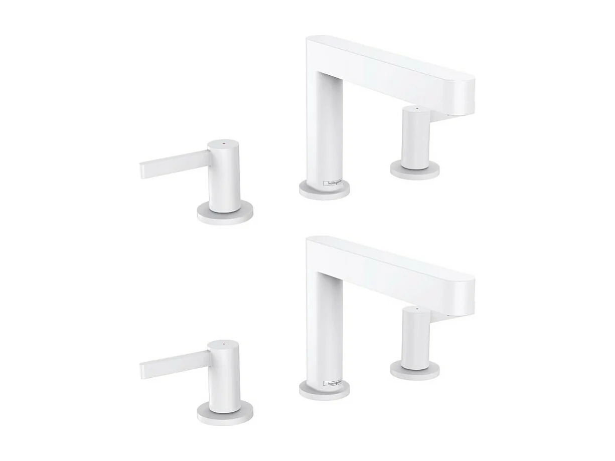 HANSGROHE Mélangeur de lavabo 3 trous 110, bonde Push-Open blanc mat Finoris