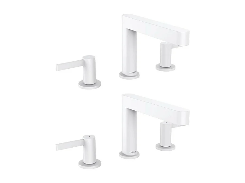 HANSGROHE Mélangeur de lavabo 3 trous 110, bonde Push-Open blanc mat Finoris