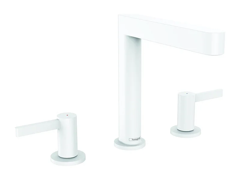 HANSGROHE Mélangeur de lavabo 3 trous 160, bonde Push-Open Finoris blanc mat