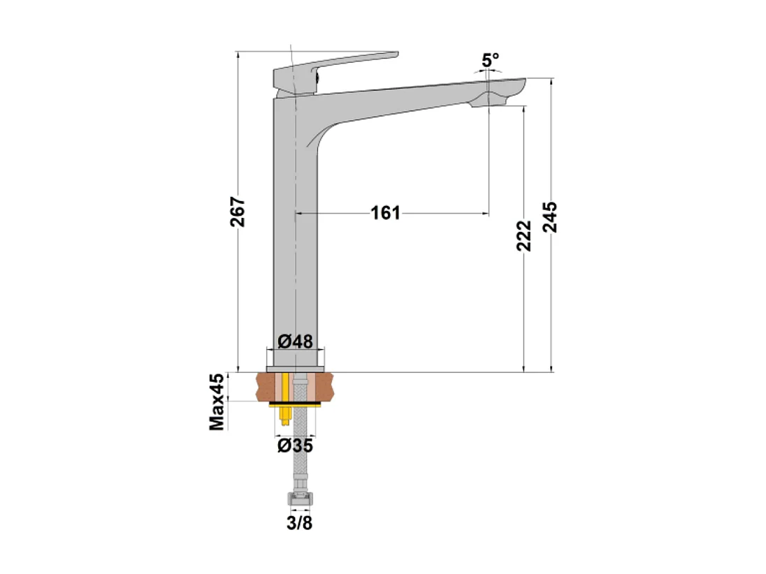 Mitigeur lavabo réhaussé PAINI Ruby Noir Mat