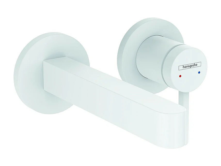 Mitigeur lavabo mural HANSGROHE Finoris 165 mm + bonde à écoulement libre Blanc mat + Corps encastré