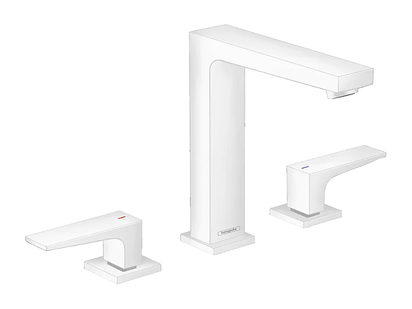 HANSGROHE Mélangeur lavabo Metropol 160 3 trous poignées manettes, bonde Push-Open blanc mat