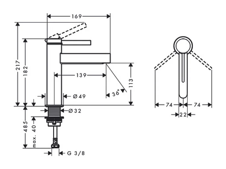 HANSGROHE Mezclador de lavabo 110, desagüe Finoris Push-Open cromado