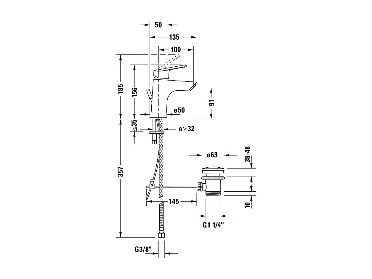 Mitigeur lavabo taille S DURAVIT Duravit No.1 MinusFlow chromé