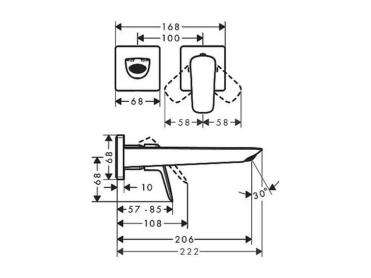 HANSGROHE Mezclador empotrado de pared para lavabo cromado