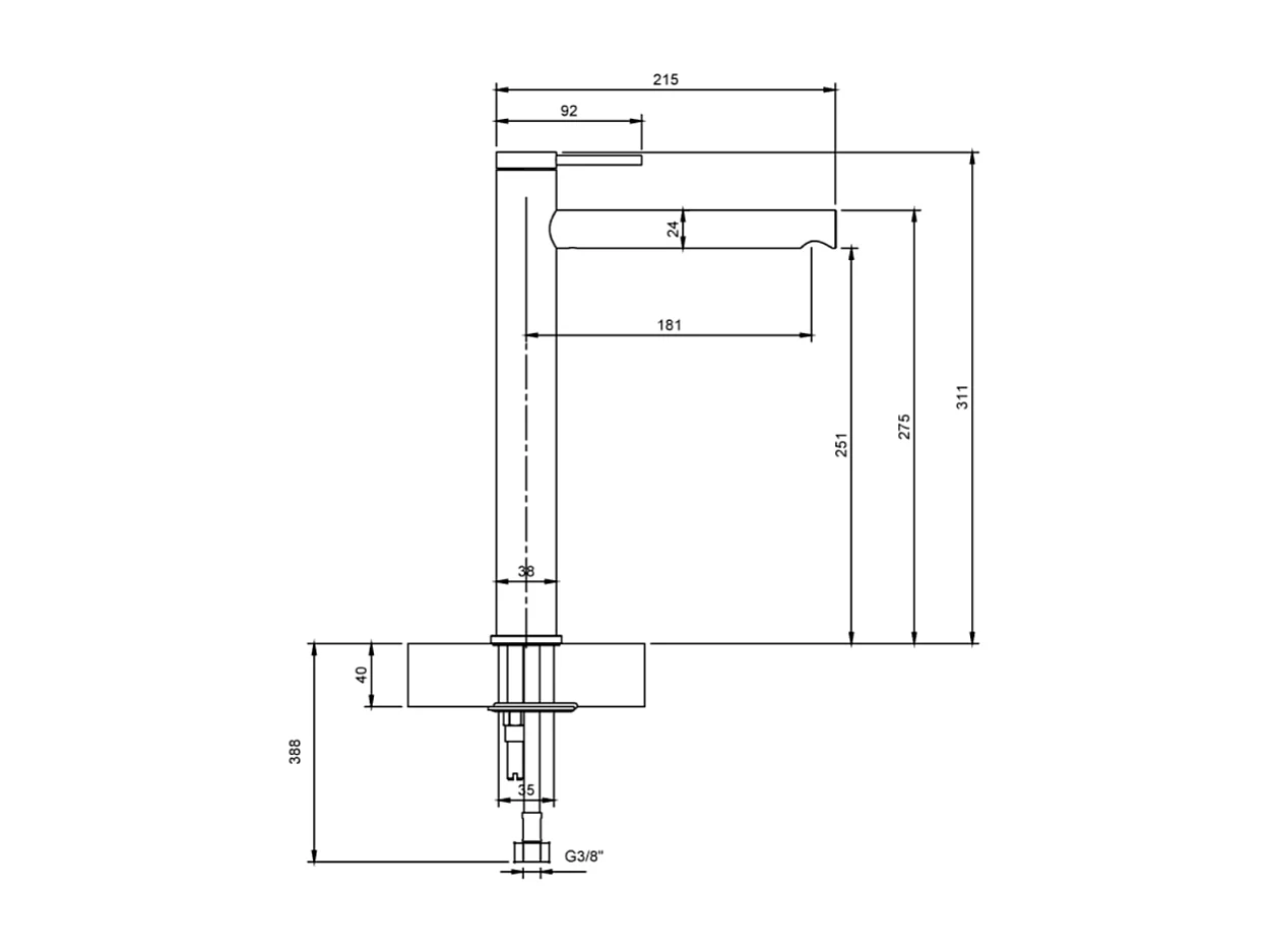Mitigeur lavabo surélevé VILLEROY ET BOCH Loop & Friends sans tirette Chrome