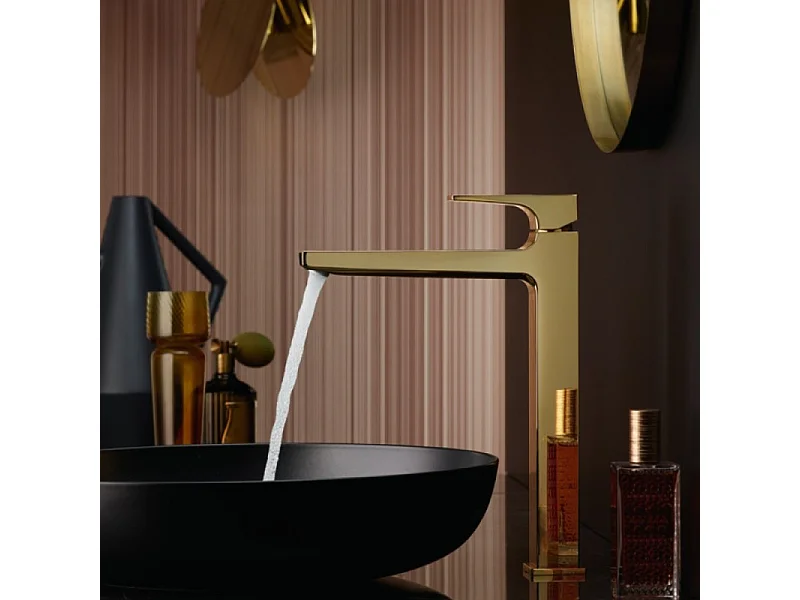 Mitigeur de lavabo HANSGROHE Metropol 260 poignée manette et bonde Push-Open aspect doré poli