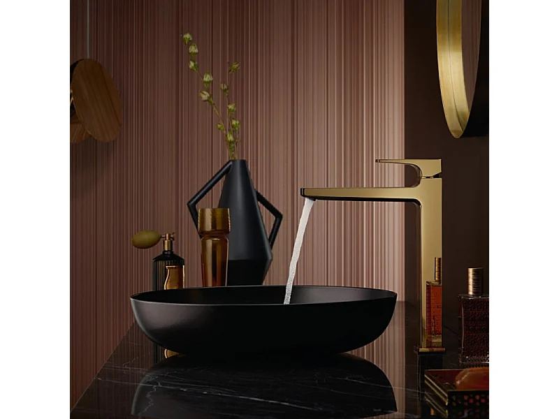 Mitigeur de lavabo HANSGROHE Metropol 260 poignée manette et bonde Push-Open aspect doré poli