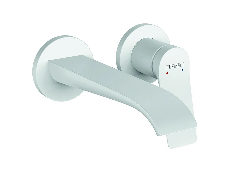 HANSGROHE Mitigeur de lavabo encastré mural, bec 195 mm, bonde à écoulement libre blanc mat