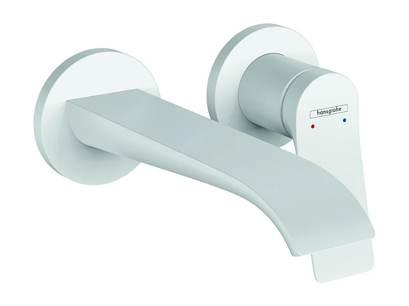 HANSGROHE Mitigeur de lavabo encastré mural, bec 195 mm, bonde à écoulement libre blanc mat